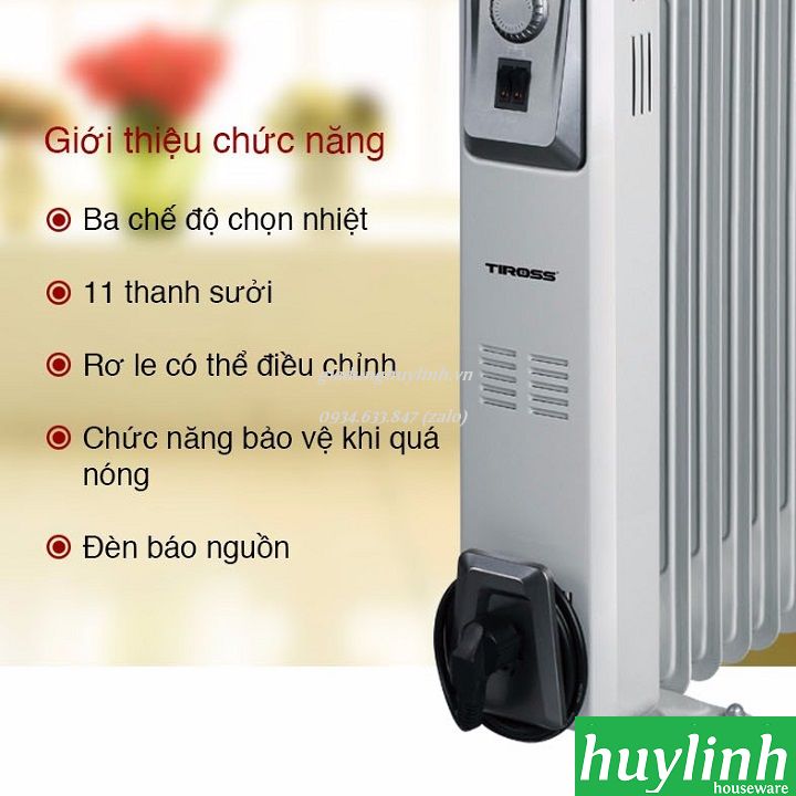 Máy sưởi dầu 11 thanh Tiross TS9217 - 2200W 5