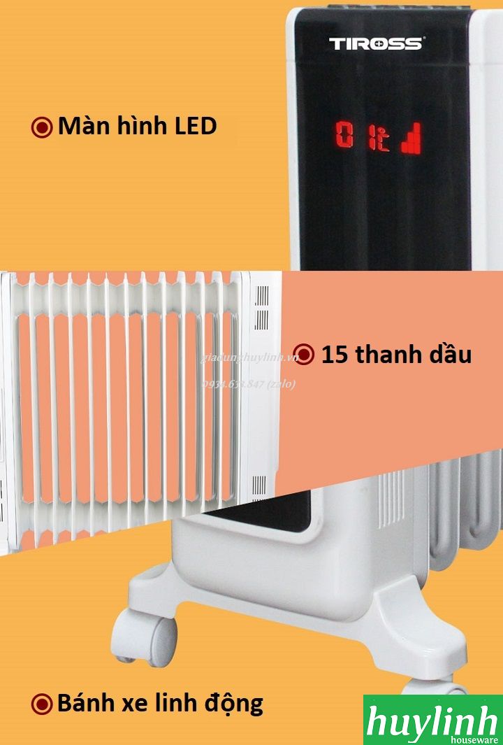 Máy sưởi dầu 15 thanh Tiross TS9215 - Có Điều khiển + Hẹn giờ + Giá phơi 5