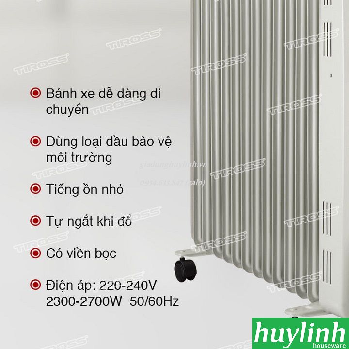 Máy sưởi dầu 13 thanh Tiross TS926-1 - Tặng giá phơi đồ 5