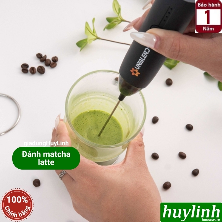 Máy đánh tạo bọt cà phê dùng pin Uniblend DC-203 - 8W - 2 đầu đánh - kèm giá đỡ máy 6