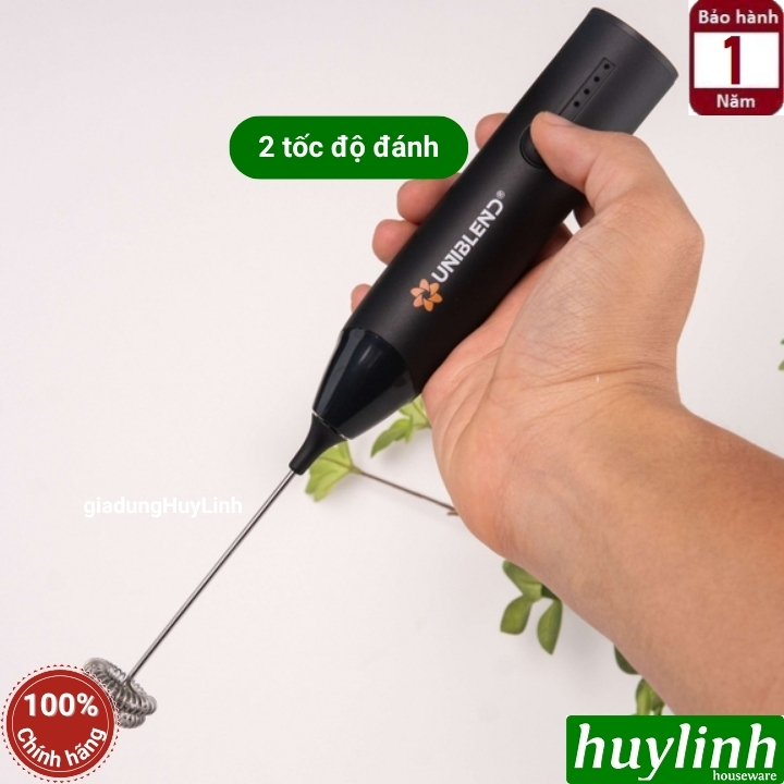 Máy đánh tạo bọt cà phê dùng pin Uniblend DC-203 - 8W - 2 đầu đánh - kèm giá đỡ máy 7