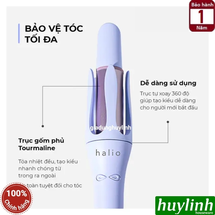 Máy uốn tóc tự xoay ion âm Halio instaCurl Premium Automatic Hair Styler 2