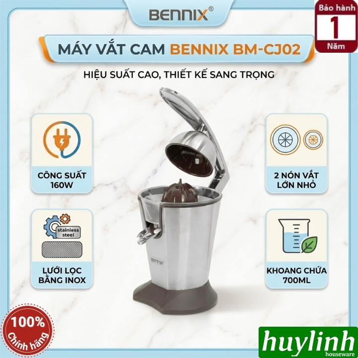 Máy vắt - ép cam Bennix BN-CJ02 - động cơ DC 160W - 2 nón vắt