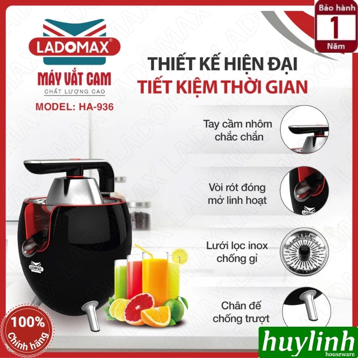 Máy vắt - ép cam Ladomax HA-936 - 2 đầu vắt - 860W