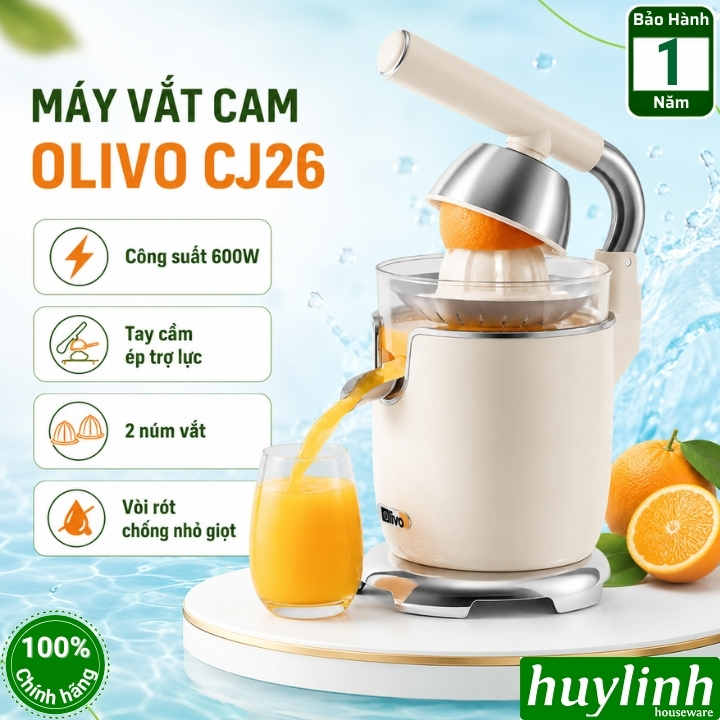 Máy vắt - ép cam Olivo CJ26 - 600W - 2 núm vắt - Có tay cầm trợ lực