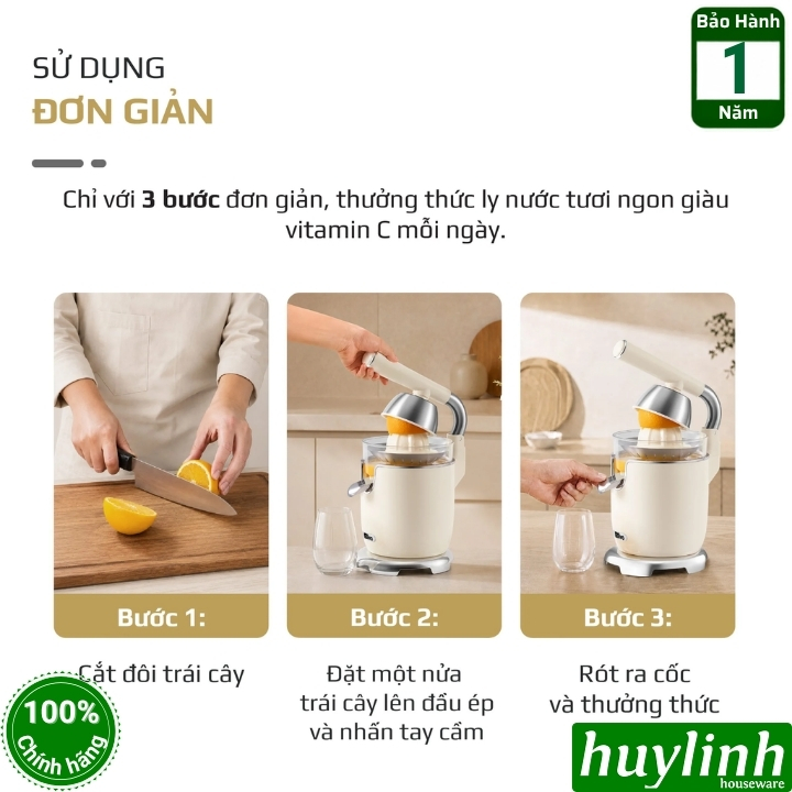 Máy vắt - ép cam Olivo CJ26 - 600W - 2 núm vắt - Có tay cầm trợ lực 2