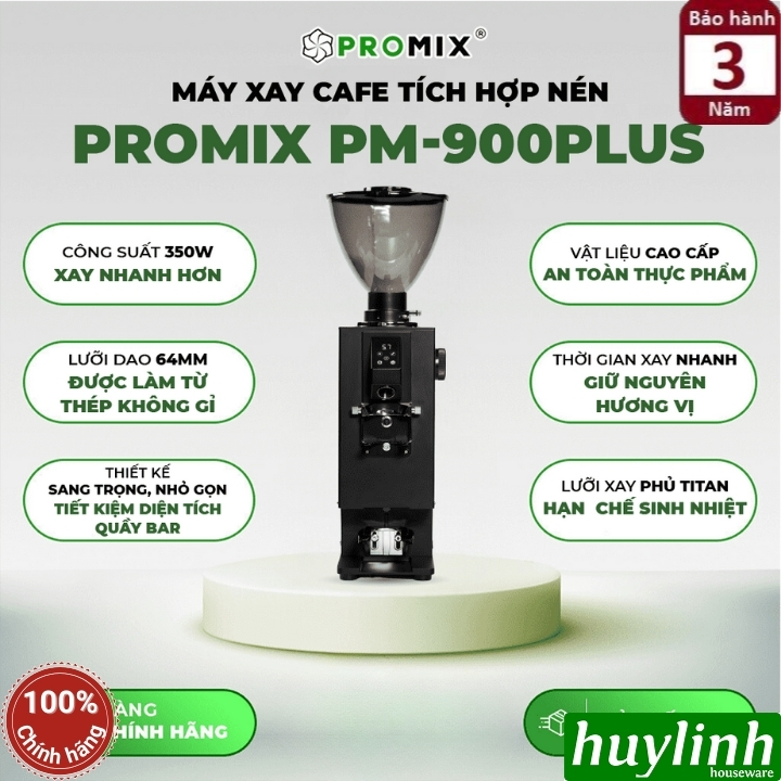 Máy xay cà phê công nghiệp Promix PM-900 PLUS - dao 64mm - Tích hợp nén cà phê