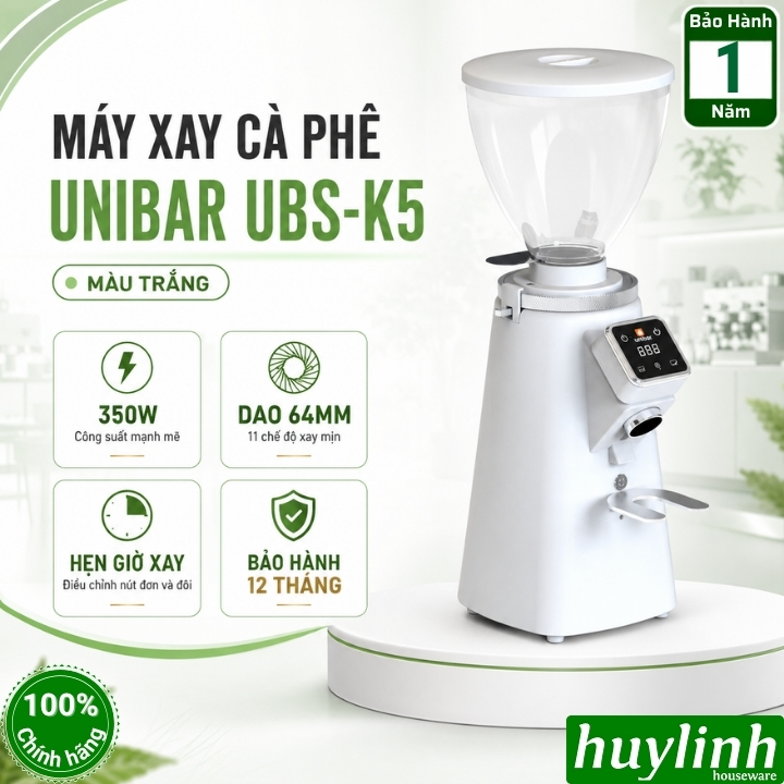 Máy xay cà phê tự động Unibar UBS-K5 - 3 chế độ xay - 11 độ mịn - Dao Flat Blurr 64mm