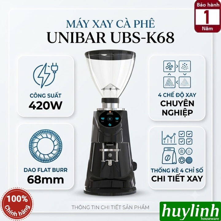 Máy xay cà phê chuyên nghiệp Unibar UBS-K68 - 4 chế độ xay - 420W - dao 68mm 2