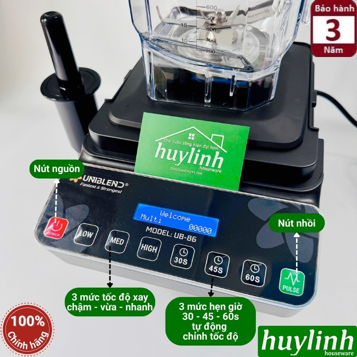 Máy xay sinh tố công nghiệp Uniblend UB-86 - 1680W - 1.8 lít - Mẫu mới 2025 3