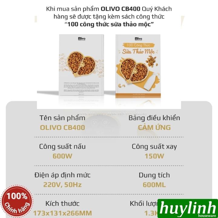 Máy xay nấu sữa hạt mini Olivo CB400 - Dung tích 600ml - 7 Chức năng [Miễn ship Toàn Quốc] 8