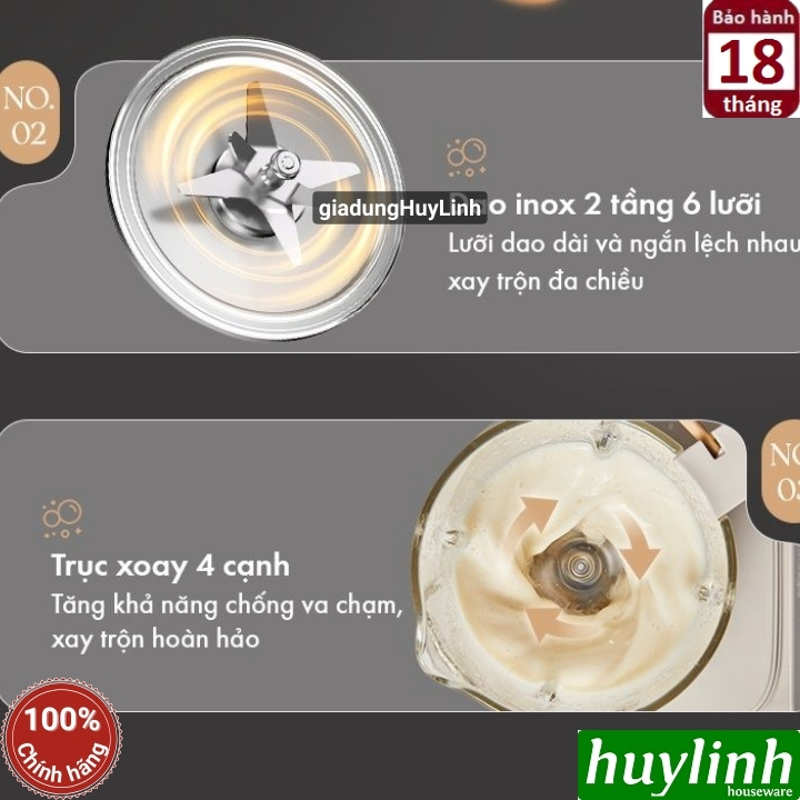 Máy làm sữa hạt đa năng Bear PBJ-D08T1 - 1.5 lít - Tiếng Việt - Bao gồm hộp chống ồn 4