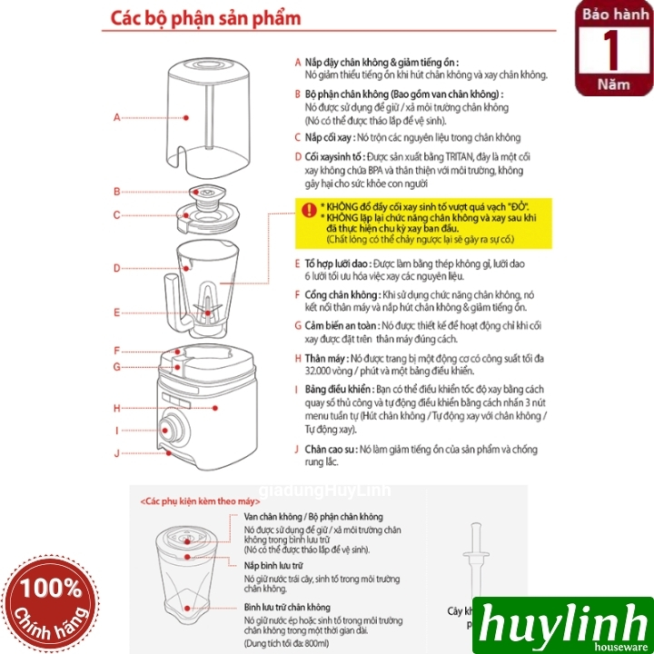 Máy xay sinh tố chân không Kuvings SV-400MB - 1.5 lít - 2HP - Sản xuất tại Hàn Quốc 2