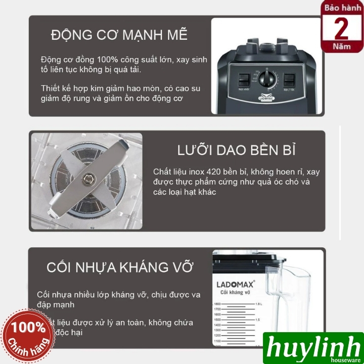 Máy xay sinh tố công nghiệp Ladomax HA-9116 2