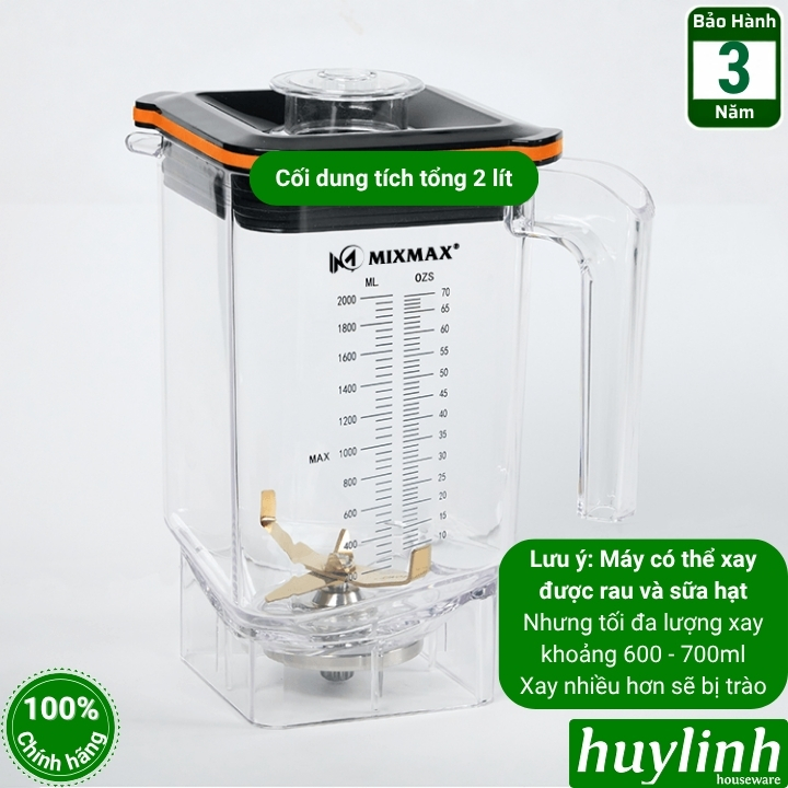 Máy xay sinh tố công nghiệp MixMax MM-99 PRO - 2200W - dung tích 2 lít - 3 mức hẹn giờ 5