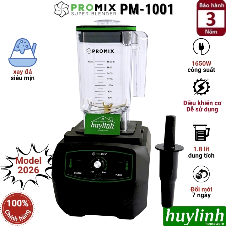 Máy xay sinh tố công nghiệp Promix PM-1001 - 1.8 lít - 1650W - Mẫu 2026