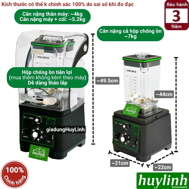 Máy xay sinh tố công nghiệp Promix PM-911B - 1650W - Dung tích 2 lít - Có hẹn giờ xay3
