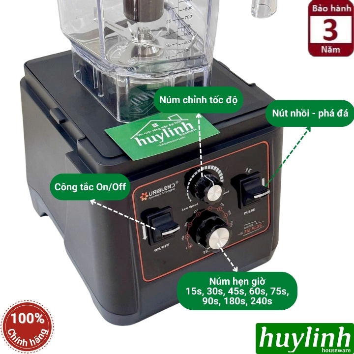 Máy xay sinh tố công nghiệp Uniblend UB-712 Plus - Có hẹn giờ - 1680W - Dung tích 1.8 lít 3