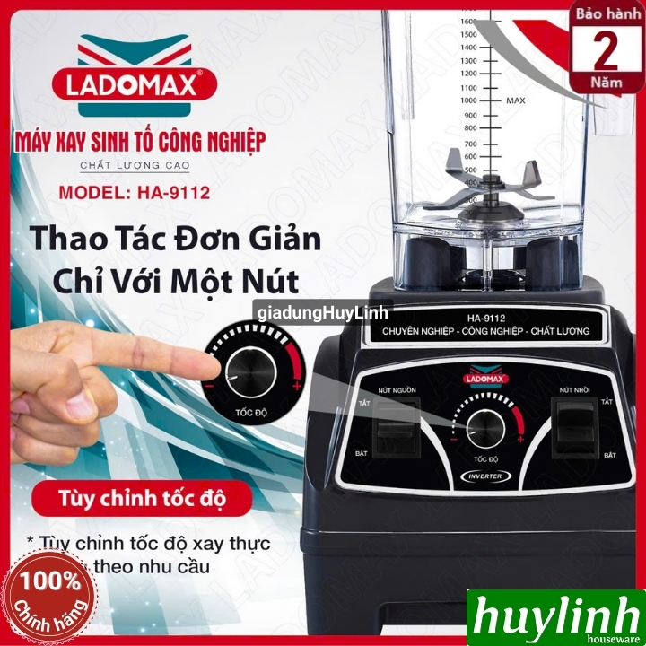 Máy xay sinh tố công nghiệp Ladomax HA-9112 - 1860W - dung tích 2 lít 2