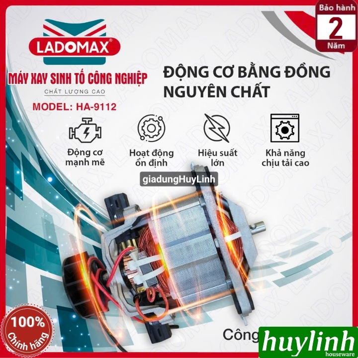 Máy xay sinh tố công nghiệp Ladomax HA-9112 - 1860W - dung tích 2 lít 6