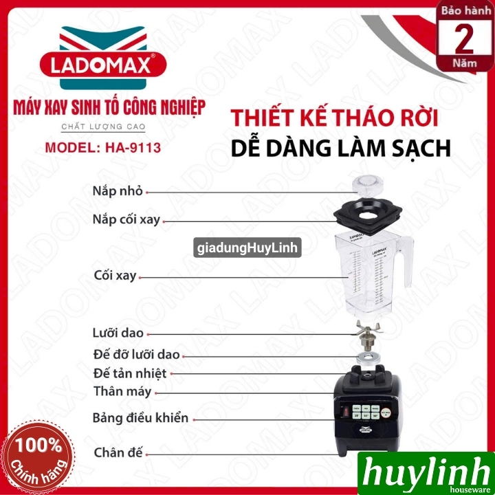 Máy xay sinh tố công nghiệp Ladomax HA-9113 4