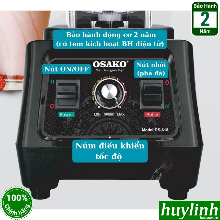 Máy xay sinh tố công nghiệp Osako DS-618 - 1.75 lít - 2 cối xay - 1680W 4