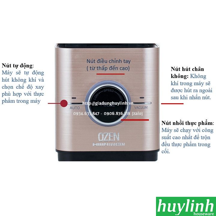Máy xay sinh tố chân không Ozen HB600 - 1.5 lít 5