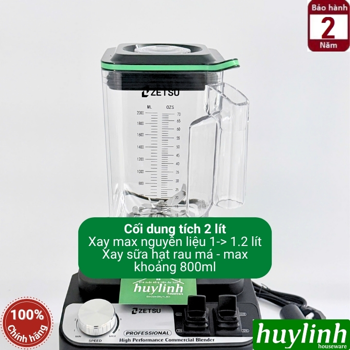 Máy xay sinh tố công nghiệp Zetsu ZT-03 - công suất 1700W - dung tích 2 lít3