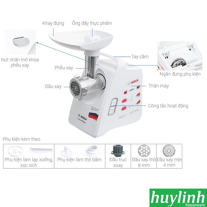 Máy xay thịt Bosch MFW3520W - 500W 2