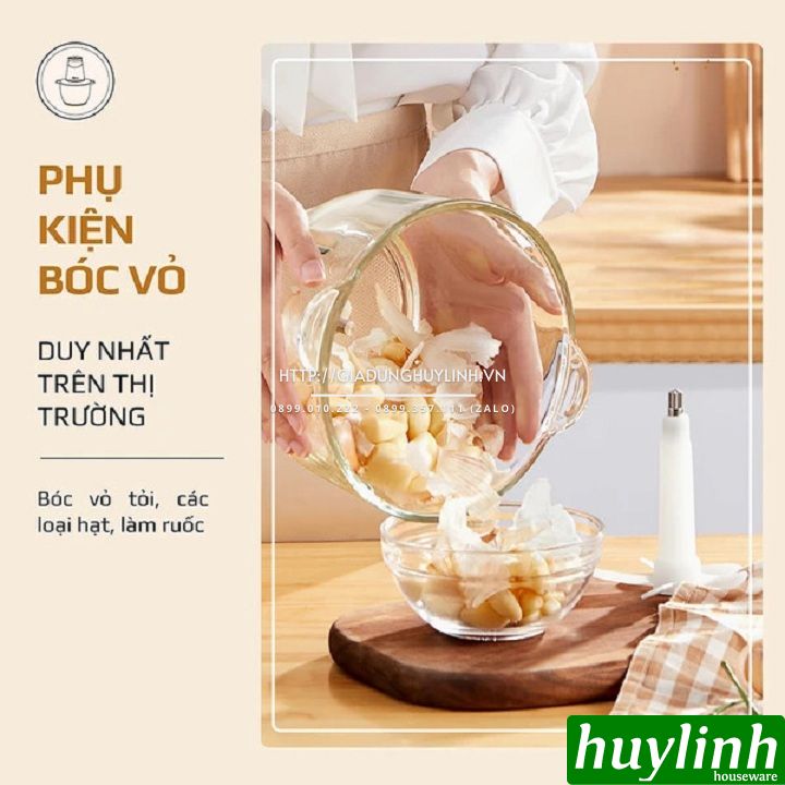 Máy xay thịt đa năng Olivo FC21 - 2.1 lít - 500W - 2 tốc độ - Tặng phụ kiện bóc tỏi 7