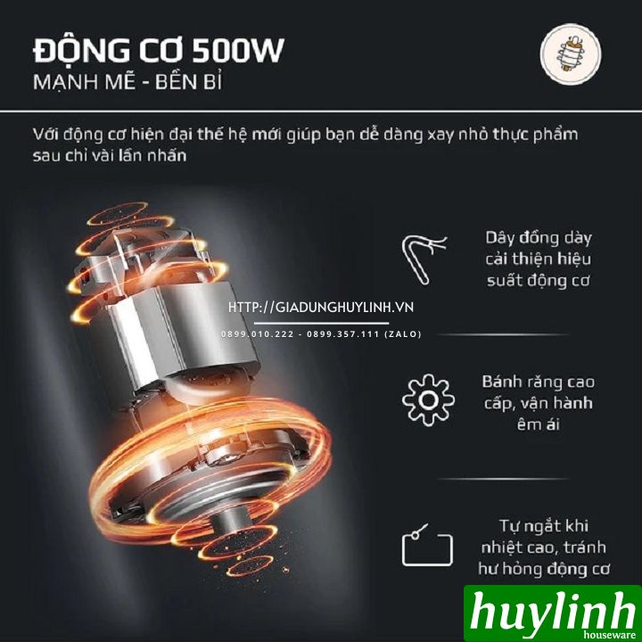 Máy xay thịt đa năng Olivo FC21 - 2.1 lít - 500W - 2 tốc độ - Tặng phụ kiện bóc tỏi 9