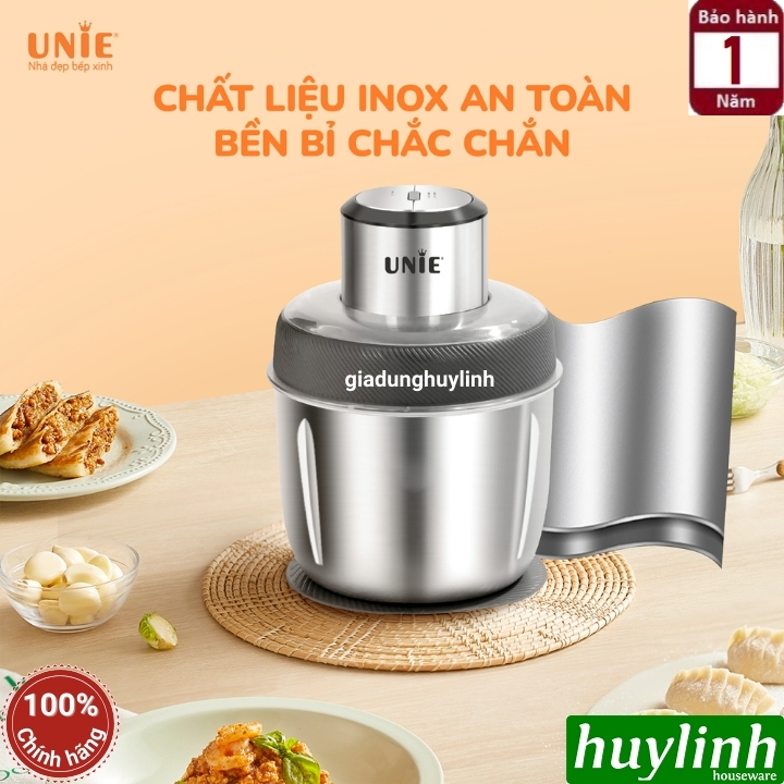 Máy xay thịt - thực phẩm Unie UE-226 - 2 cối inox 2.5 lít + dụng cụ bóc tỏi 2