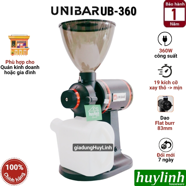 Máy xay trà và cà phê Unibar UB-360 - 19 cỡ xay - dao 83mm