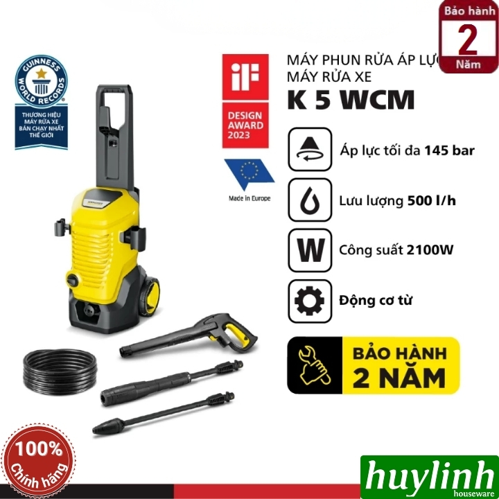 Máy xịt rửa xe cao áp Karcher K5 WCM - 145 bar - sản xuất tại Châu Âu