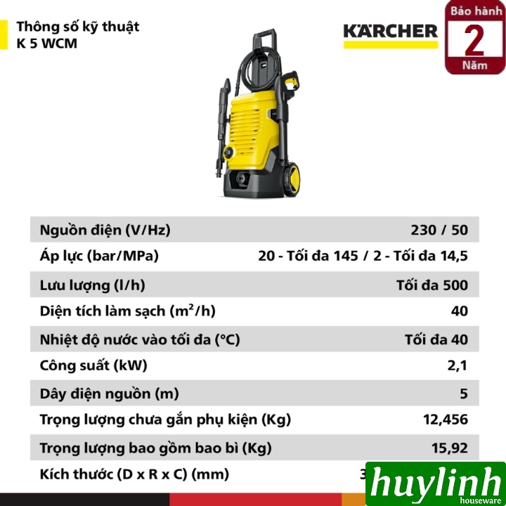 Máy xịt rửa xe cao áp Karcher K5 WCM - 145 bar - sản xuất tại Châu Âu 3