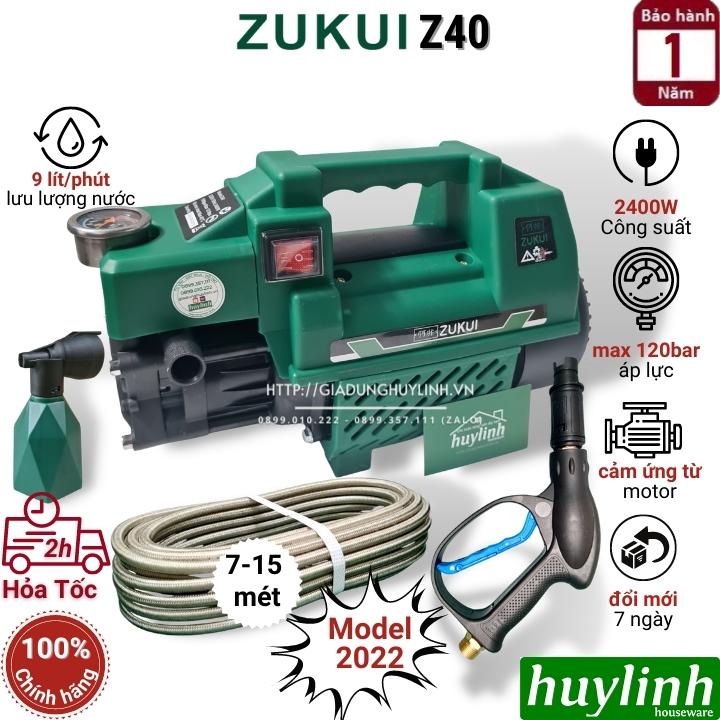 Máy xịt rửa xe Zukui Z40 - 2400W - Tặng bình phun xà bông - Model 2022