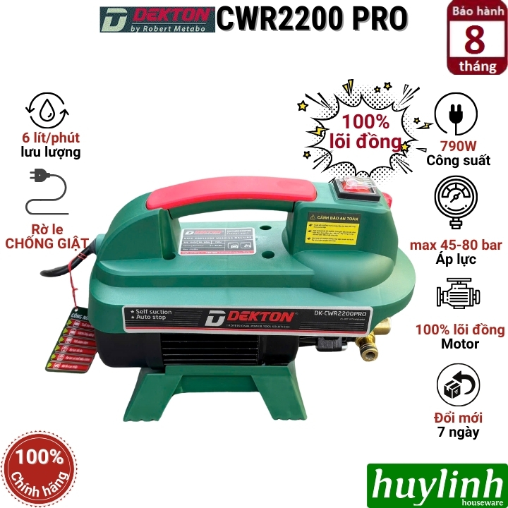 Máy xịt rửa xe mini Dekton CWR2200 PRO