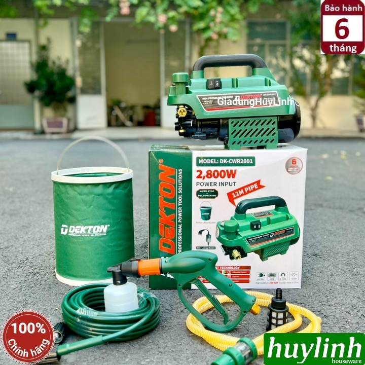 Máy xịt rửa xe chỉnh áp Dekton CWR2801 - 2800W - Có chống giật - Tặng xô 5
