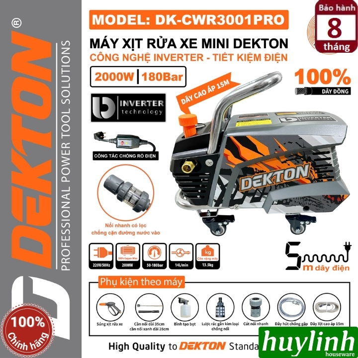 Máy xịt rửa xe Dekton CWR3001 PRO