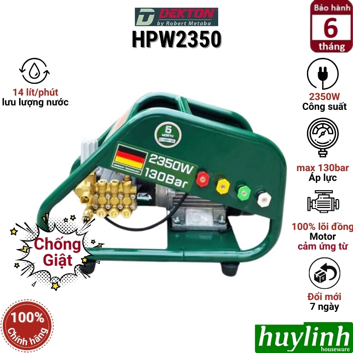 Máy xịt rửa xe bán chuyên Dekton HPW2350 - 2350W - phù hợp tiệm rửa xe