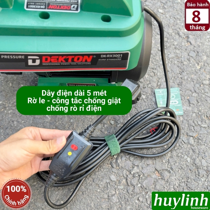 Máy xịt rửa xe chỉnh áp Dekton RX3001 (nâng cấp CWR3001) - Có rờ le chống giật - Motor lõi đồng 100% 6