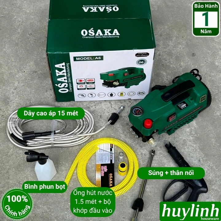 Máy xịt rửa xe chỉnh áp Osaka A6 - 2800W - motor cảm ứng từ lõi đồng 3