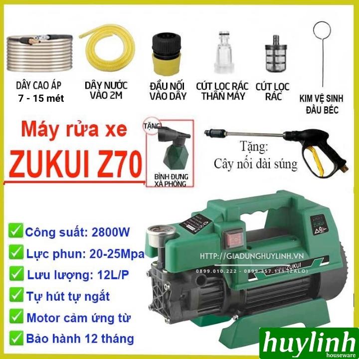 Máy xịt rửa xe Zukui Z70 - 2800W - Tặng bình phun xà bông - Model 2023 - Tự hút nước - Tự ngắt 21