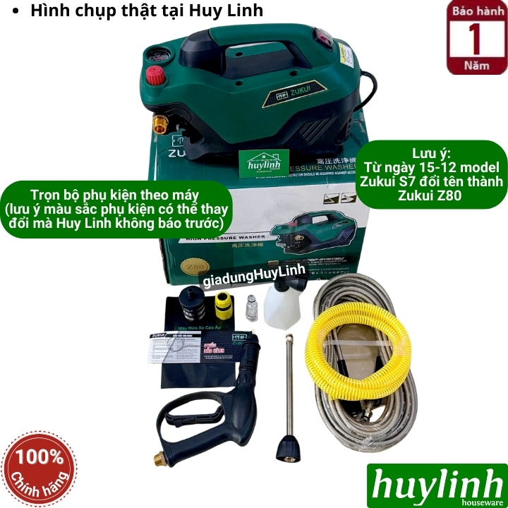 Máy xịt rửa xe chỉnh áp Zukui Z80 (Tên cũ S7) - 2800W - Tặng kèm béc rửa máy lạnh, điều hòa 3