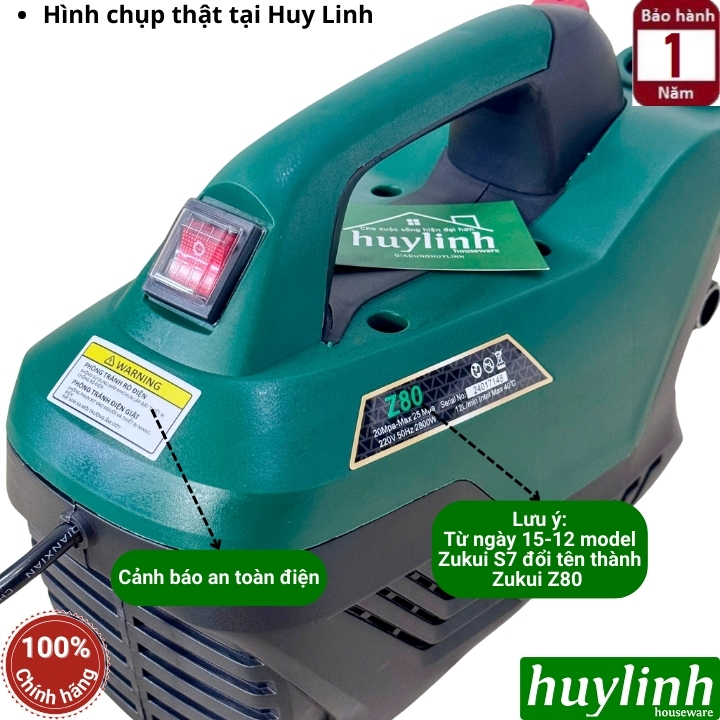 Máy xịt rửa xe chỉnh áp Zukui Z80 (Tên cũ S7) - 2800W - Tặng kèm béc rửa máy lạnh, điều hòa 7