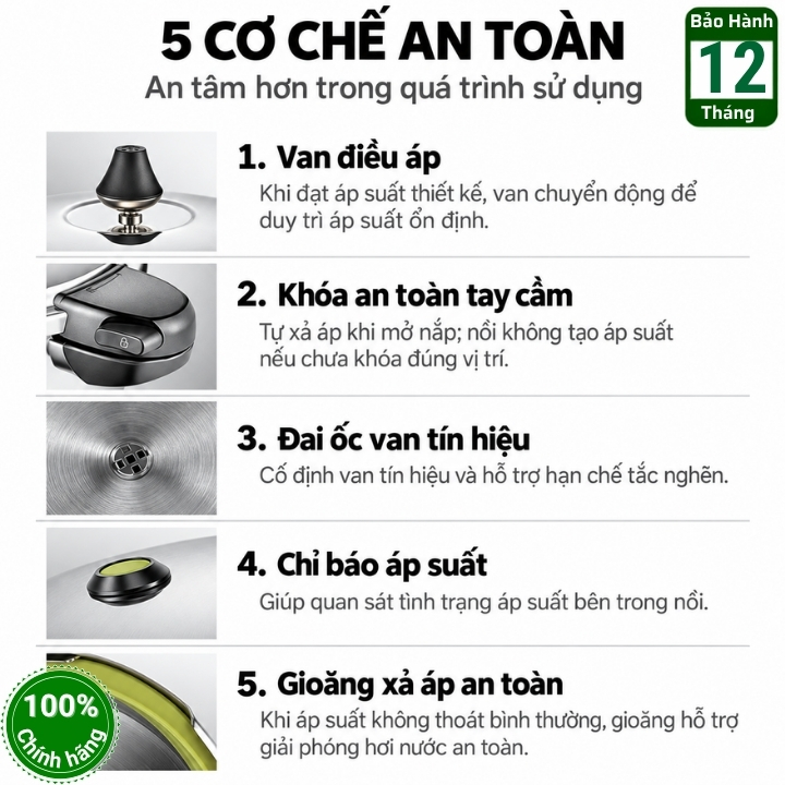 Nồi áp suất inox đáy từ PoongNyun MLRPC-06(IH) - MLRPC-08(IH) - MLRPC-10(IH) - 3.5 lít - 4.5 lít - 6 lít - Sản xuất tại Hàn Quốc 7