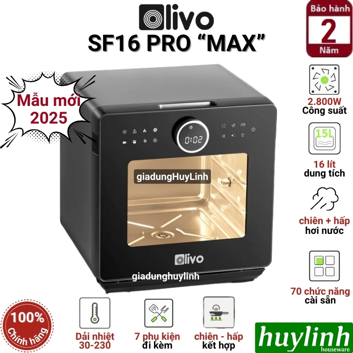 Nồi chiên hấp hơi nước Olivo SF16 PRO “Max”