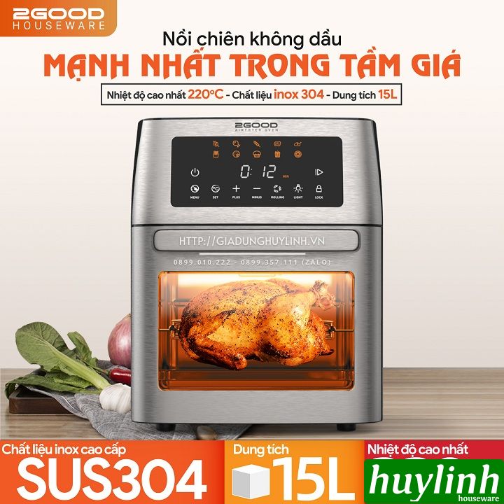 Nồi chiên không dầu điện tử 2Good Vortex S18 - 15 lít - Tặng găng tay - 10 chức năng 6