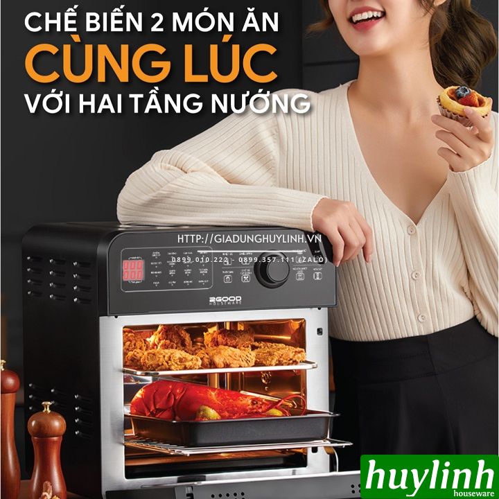 Nồi chiên không dầu điện tử 2Good Vortex S20 - 14.5 lít - Tặng găng tay - 16 chức năng 8