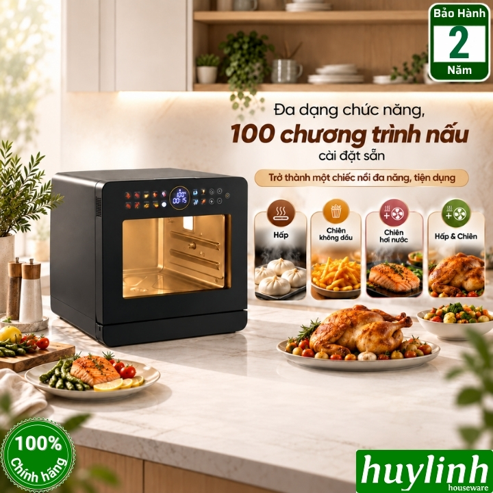 Mẫu mới 2026 - Nồi chiên không dầu hấp hơi nước Olivo SF1800 Ultra - Dung tích 18 lít - 100 menu nấu nướng 2